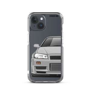 Silver R34 Nissan GTR - iPhone Case