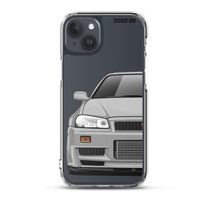 Silver R34 Nissan GTR - iPhone Case