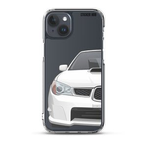 White 06-07 Subaru WRX STI - iPhone Case