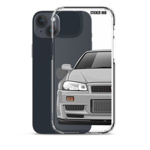 Silver R34 Nissan GTR - iPhone Case