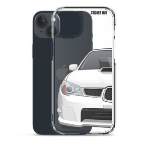 White 06-07 Subaru WRX STI - iPhone Case