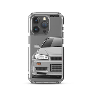 Silver R34 Nissan GTR - iPhone Case