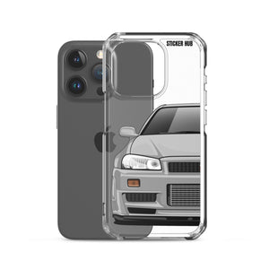 Silver R34 Nissan GTR - iPhone Case