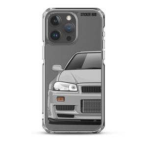 Silver R34 Nissan GTR - iPhone Case