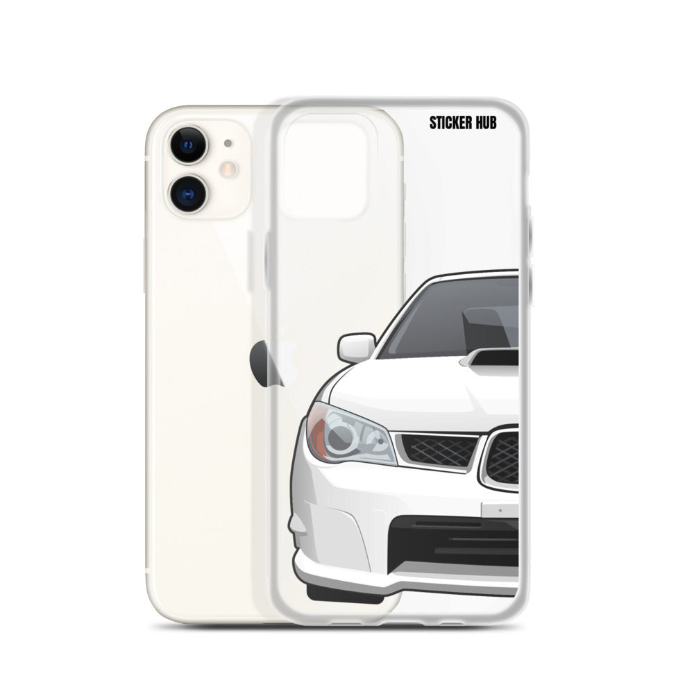 White 06-07 Subaru WRX STI - iPhone Case