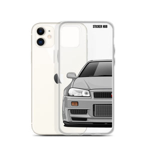 Silver R34 Nissan GTR - iPhone Case