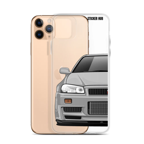 Silver R34 Nissan GTR - iPhone Case