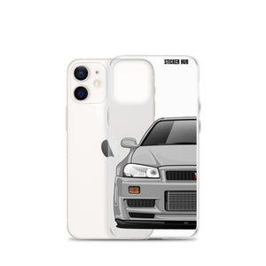 Silver R34 Nissan GTR - iPhone Case