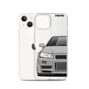 Silver R34 Nissan GTR - iPhone Case