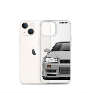 Silver R34 Nissan GTR - iPhone Case