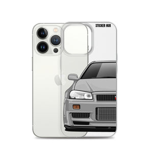 Silver R34 Nissan GTR - iPhone Case