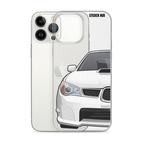 White 06-07 Subaru WRX STI - iPhone Case