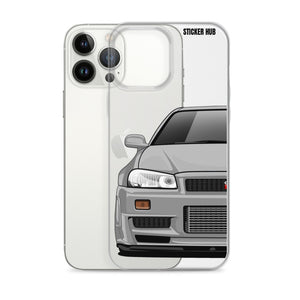 Silver R34 Nissan GTR - iPhone Case