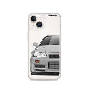 Silver R34 Nissan GTR - iPhone Case