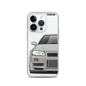 Silver R34 Nissan GTR - iPhone Case