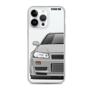 Silver R34 Nissan GTR - iPhone Case