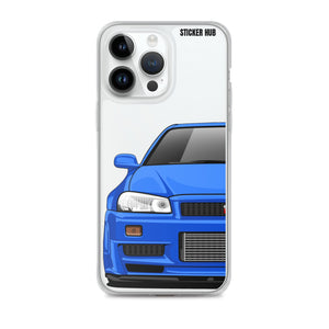 Blue R34 Nissan GTR - iPhone Case