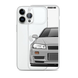 Silver R34 Nissan GTR - iPhone Case